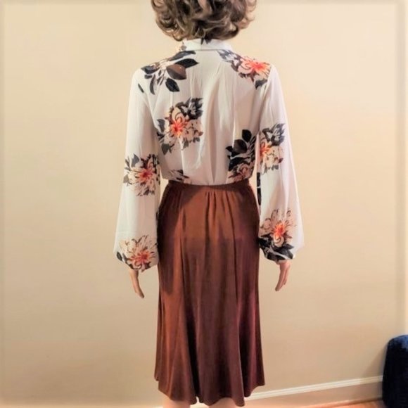 NEW West End Rust Elastic Waist A-Line Skirt Size S - Picture 3 of 7